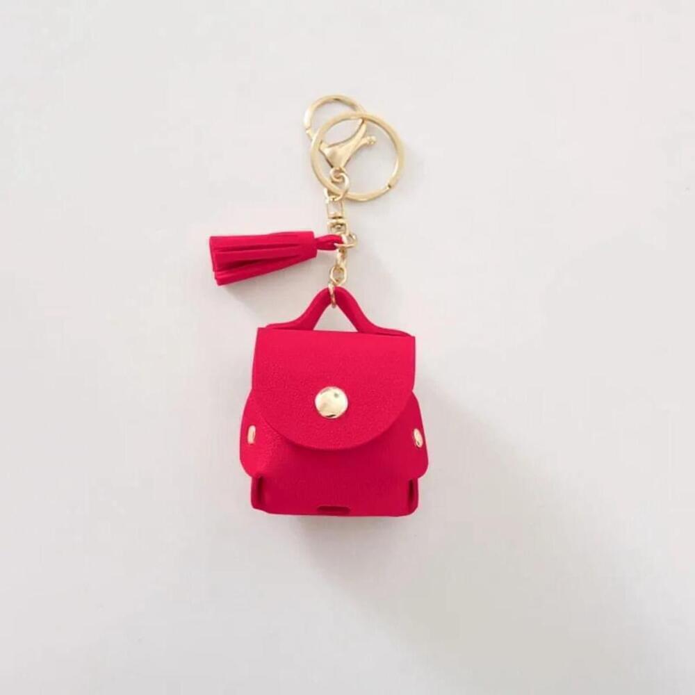 Earbud Case Keychain In Red